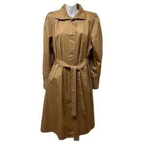 Vintage Luba Women's Large Belted Big Shoulder Trench Coat Rain Jacket With Hat